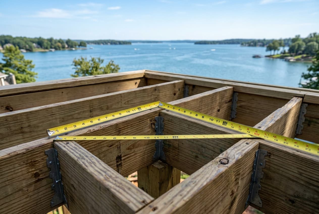 Squared deck frame ready for decking boards
