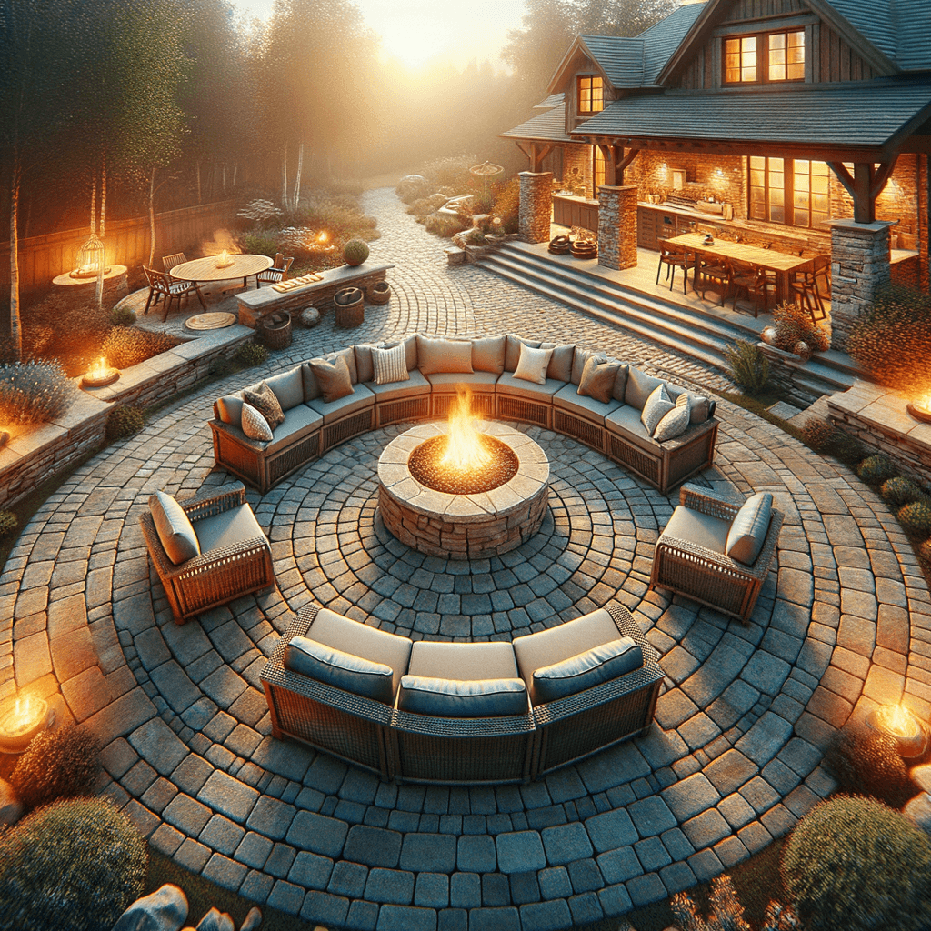Stone patio with fire pit