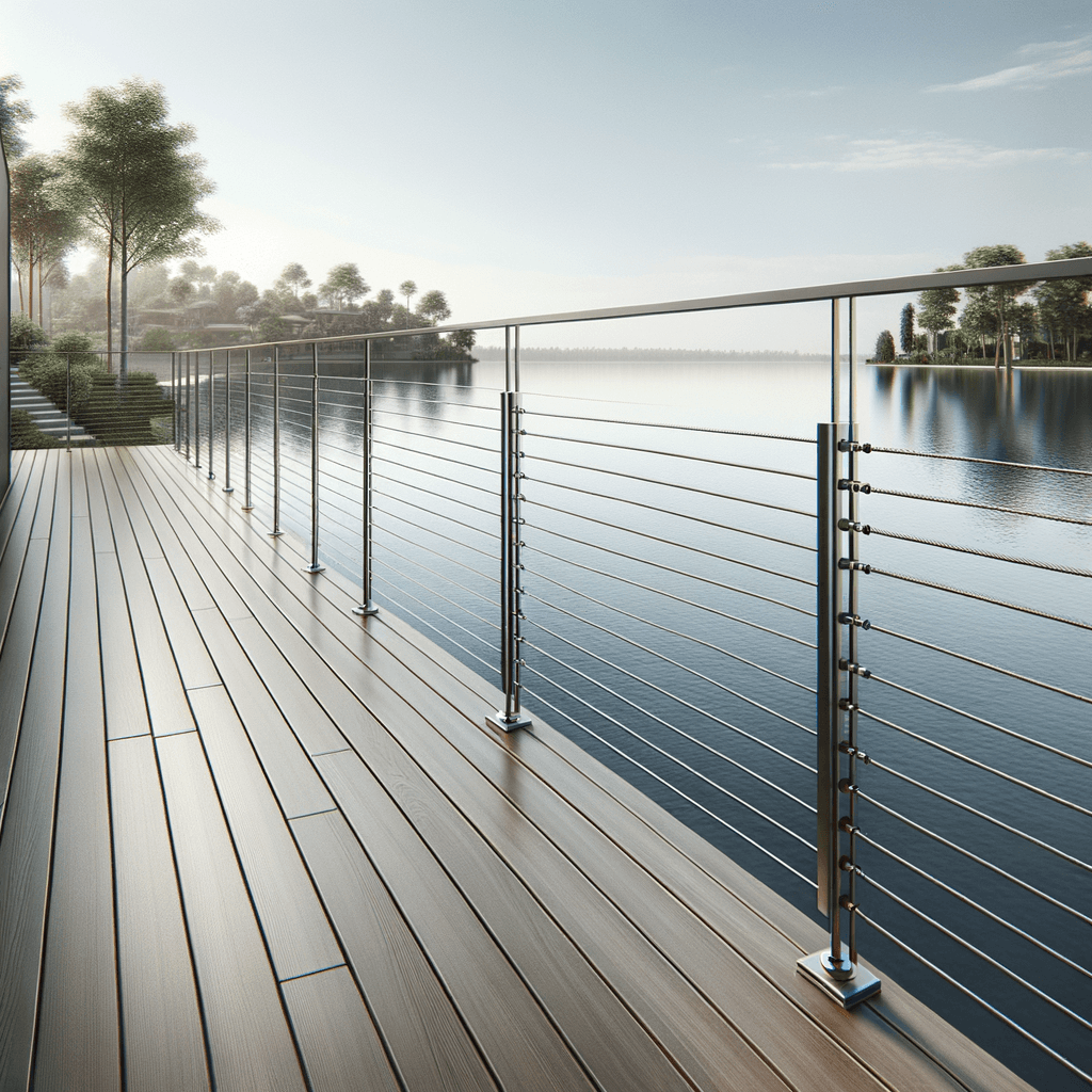 Cable railing on deck